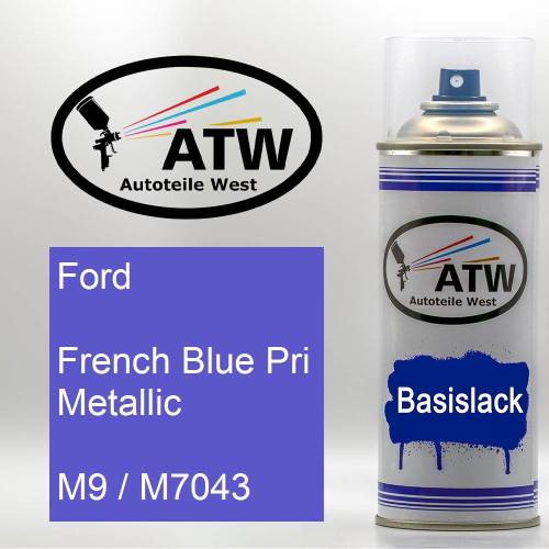 Ford, French Blue Pri Metallic, M9 / M7043: 400ml Sprühdose, von ATW Autoteile West.